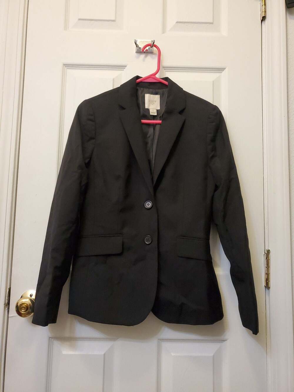 J.Crew Suiting Classic Black Wool Two-Button Blazer, Size 2